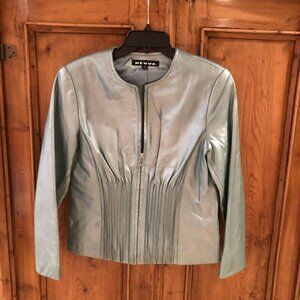 FRENCH EUC VINTAGE GENUINE LEATHER! RÉVUE Metallic Blue Jacket